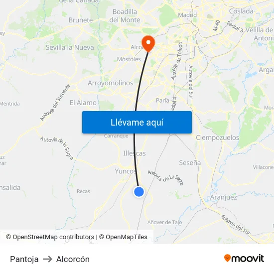 Pantoja to Alcorcón map