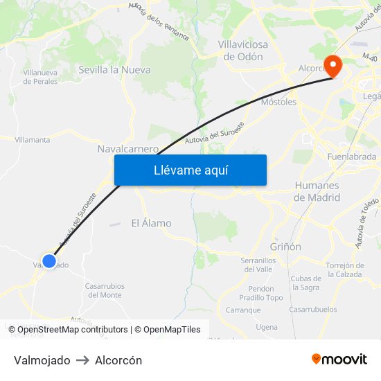 Valmojado to Alcorcón map