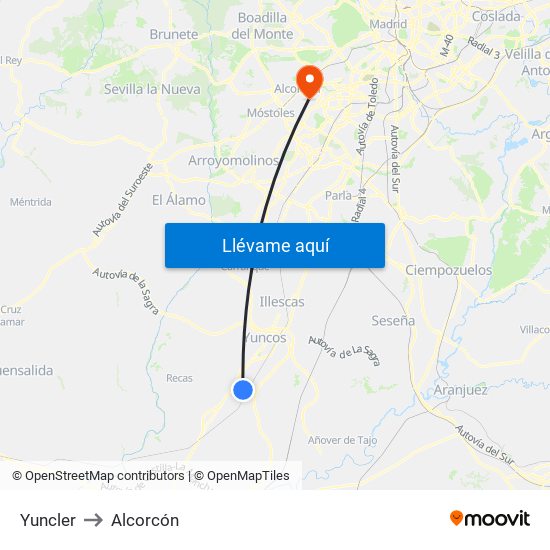 Yuncler to Alcorcón map