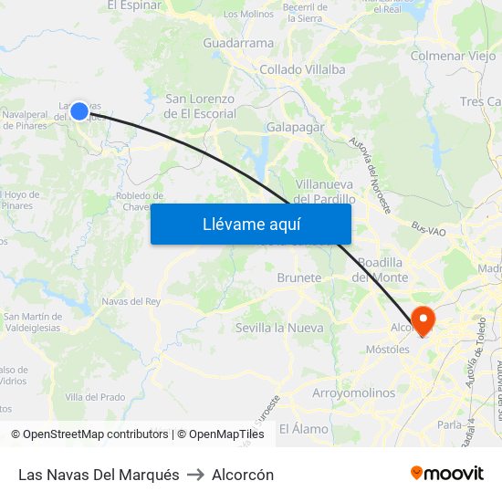 Las Navas Del Marqués to Alcorcón map