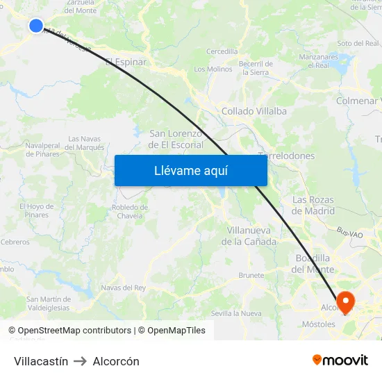 Villacastín to Alcorcón map