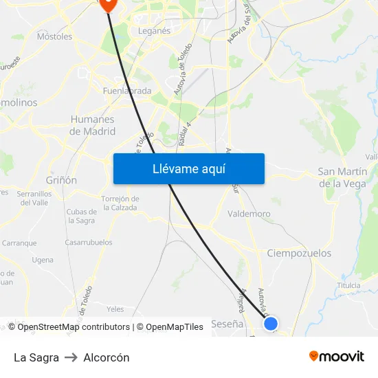 La Sagra to Alcorcón map