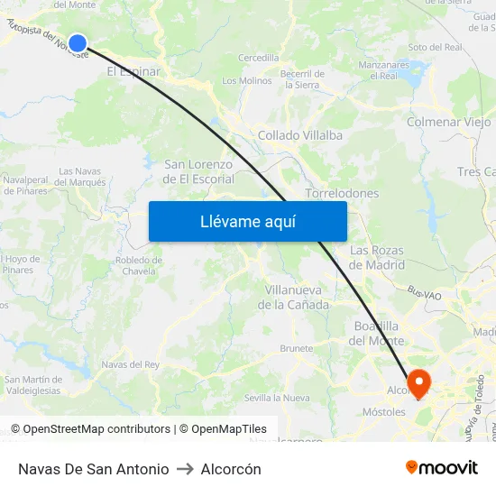 Navas De San Antonio to Alcorcón map