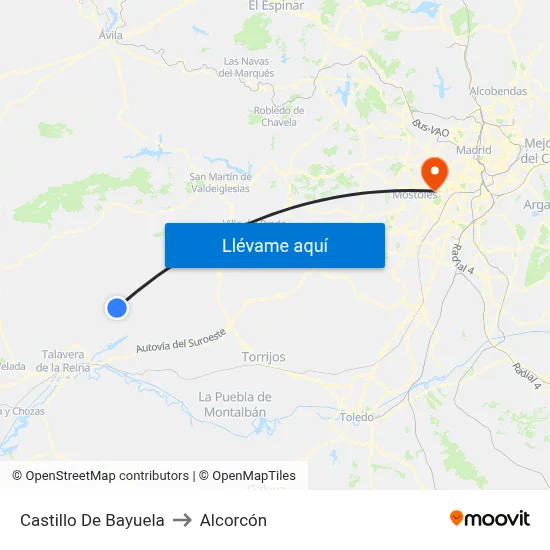 Castillo De Bayuela to Alcorcón map