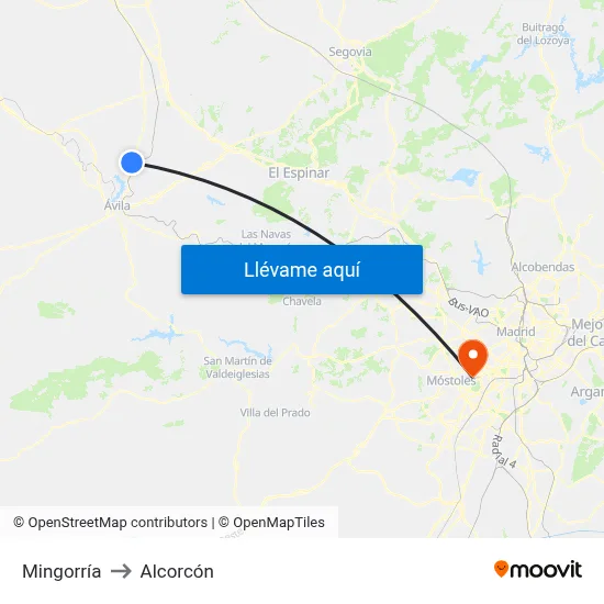 Mingorría to Alcorcón map