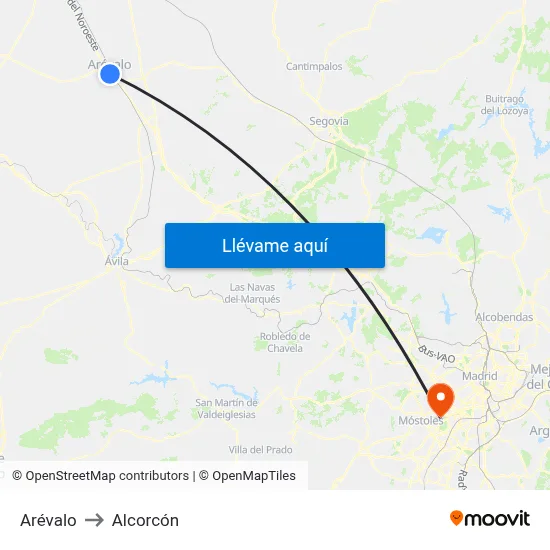 Arévalo to Alcorcón map
