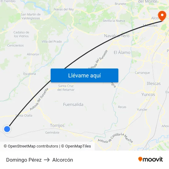 Domingo Pérez to Alcorcón map