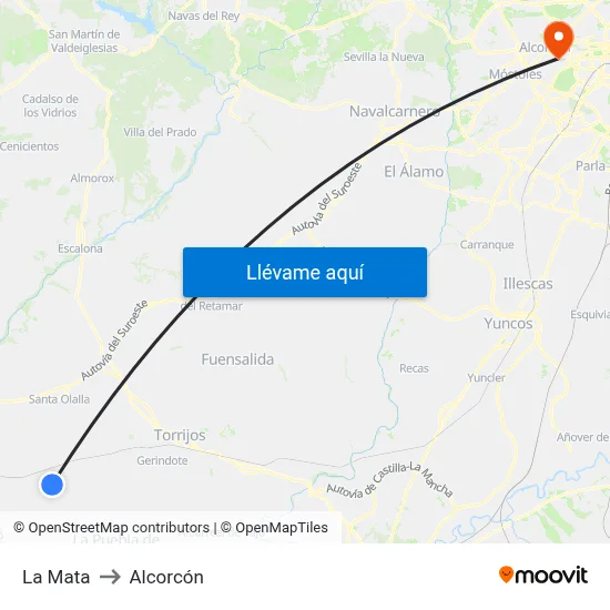 La Mata to Alcorcón map