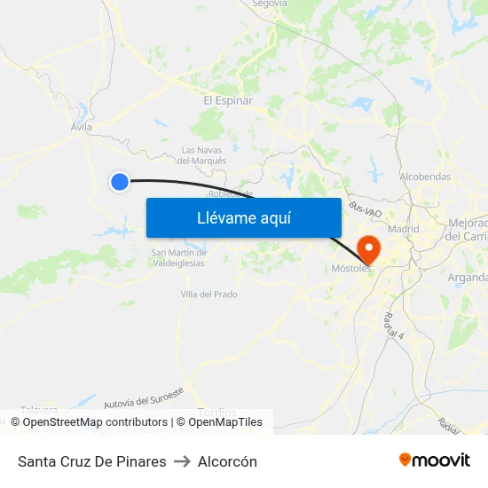 Santa Cruz De Pinares to Alcorcón map