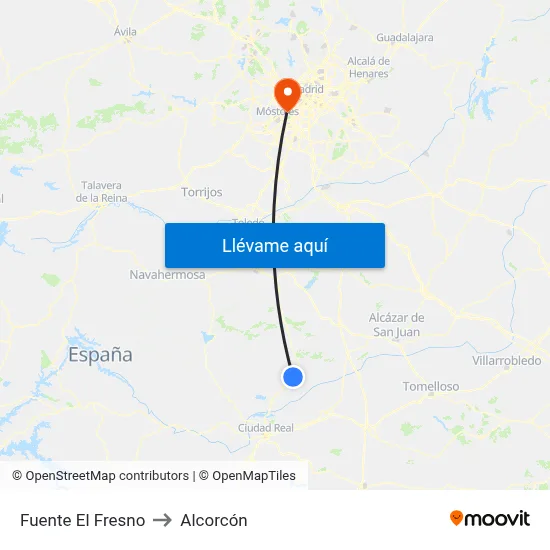 Fuente El Fresno to Alcorcón map