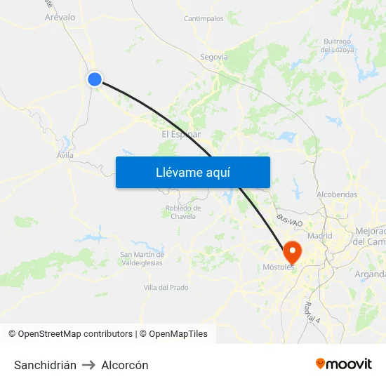 Sanchidrián to Alcorcón map