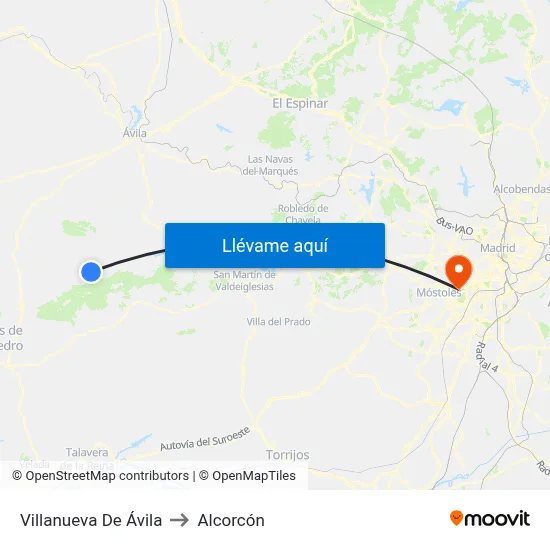 Villanueva De Ávila to Alcorcón map