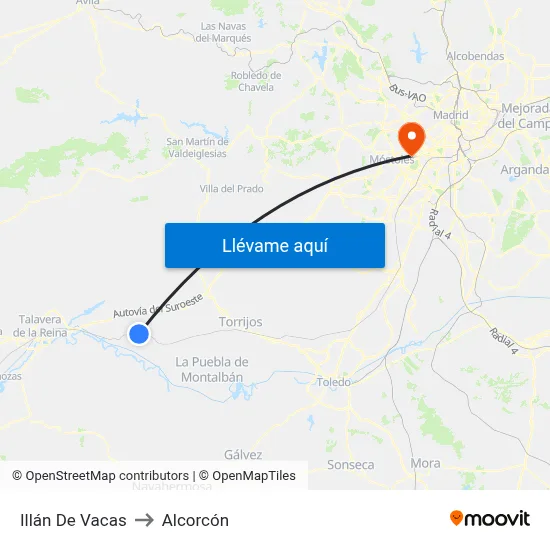 Illán De Vacas to Alcorcón map