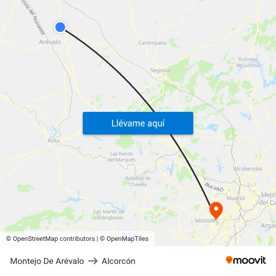 Montejo De Arévalo to Alcorcón map