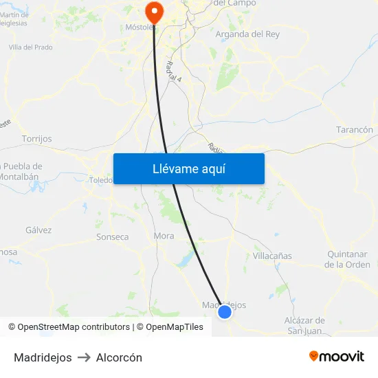 Madridejos to Alcorcón map