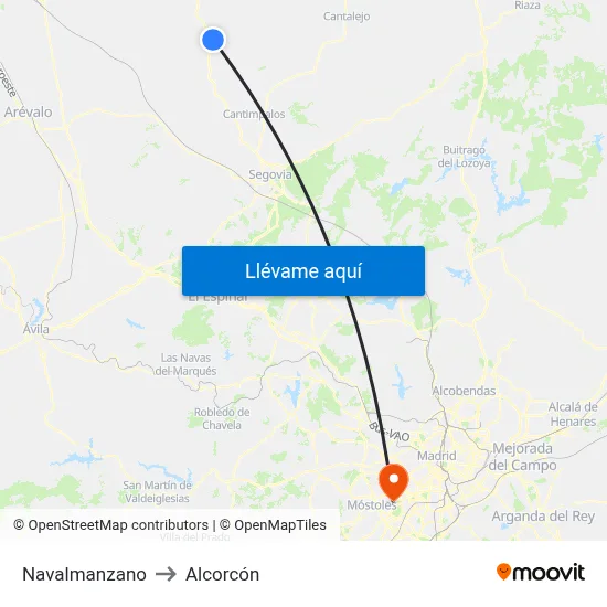 Navalmanzano to Alcorcón map