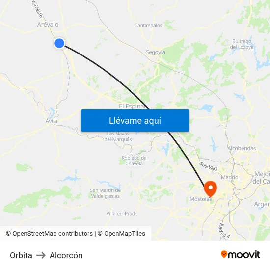 Orbita to Alcorcón map