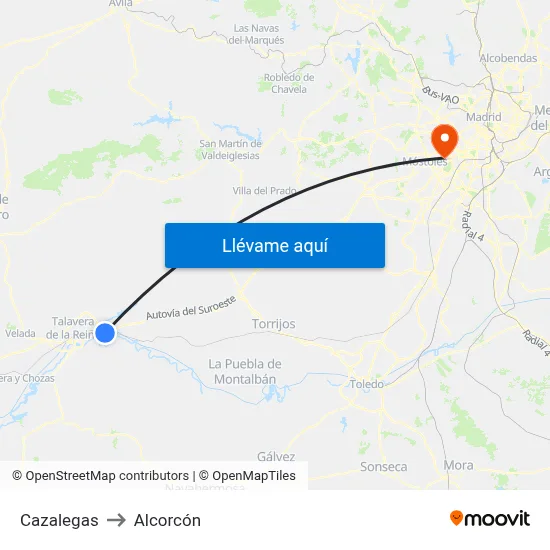 Cazalegas to Alcorcón map