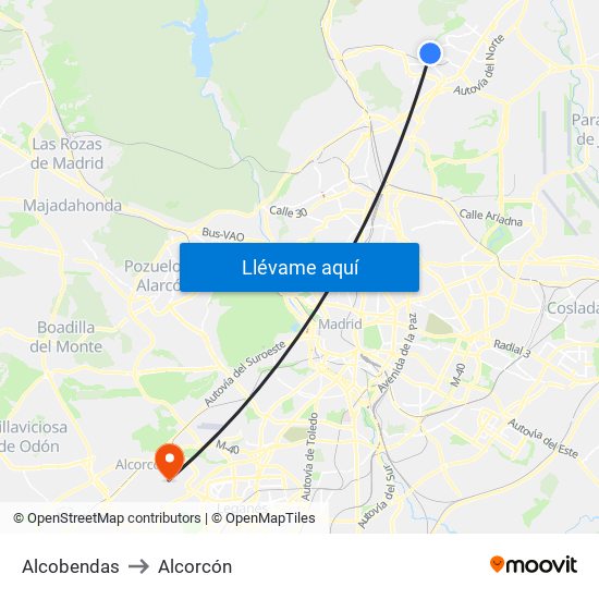 Alcobendas to Alcorcón map