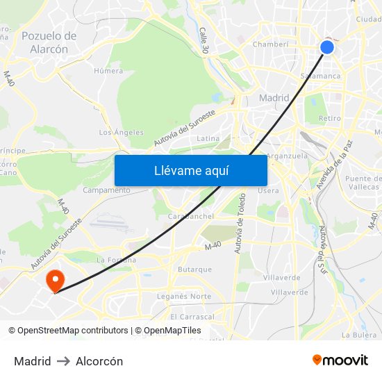 Madrid to Alcorcón map
