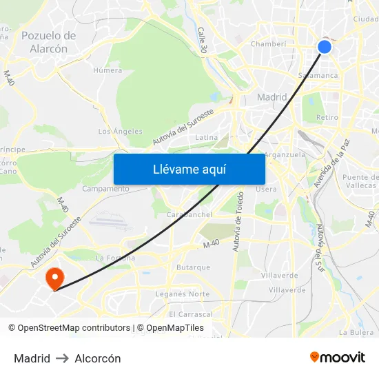 Madrid to Alcorcón map
