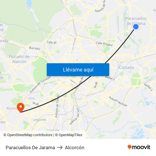 Paracuellos De Jarama to Alcorcón map
