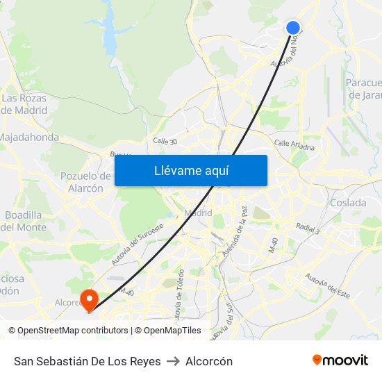 San Sebastián De Los Reyes to Alcorcón map