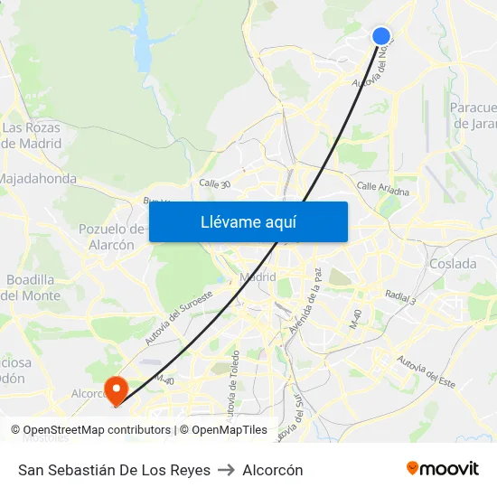 San Sebastián De Los Reyes to Alcorcón map