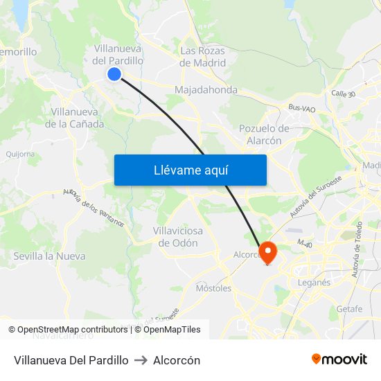 Villanueva Del Pardillo to Alcorcón map
