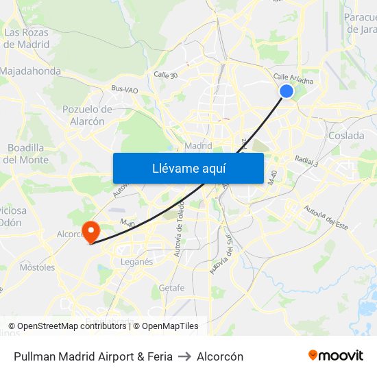 Pullman Madrid Airport & Feria to Alcorcón map