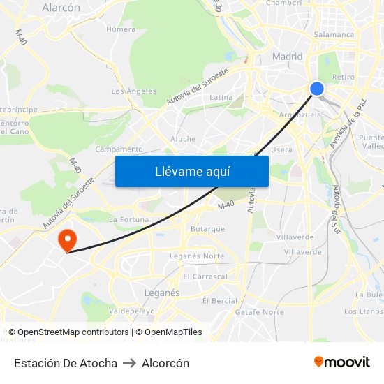 Estación De Atocha to Alcorcón map