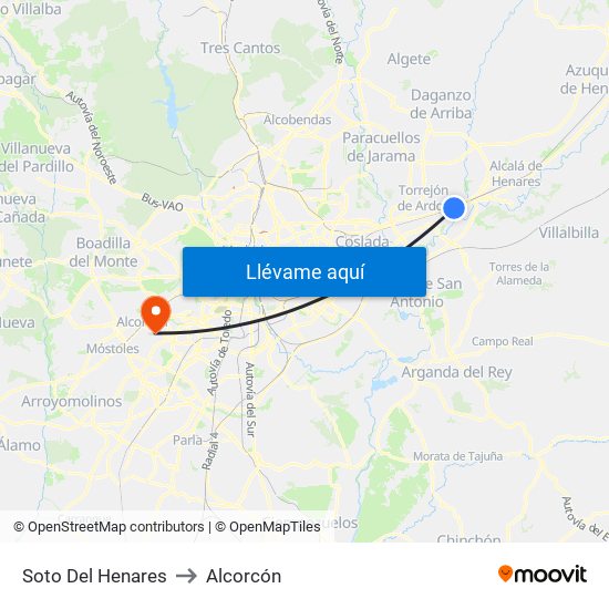 Soto Del Henares to Alcorcón map