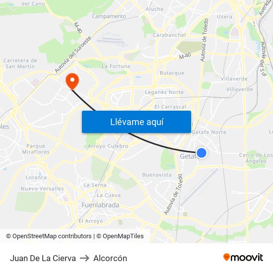 Juan De La Cierva to Alcorcón map