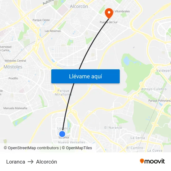 Loranca to Alcorcón map