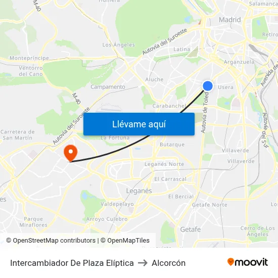 Intercambiador De Plaza Elíptica to Alcorcón map