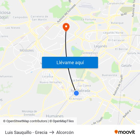 Luis Sauquillo - Grecia to Alcorcón map