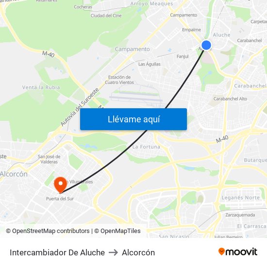 Intercambiador De Aluche to Alcorcón map