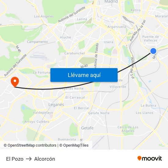 El Pozo to Alcorcón map