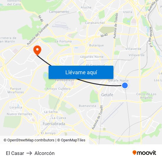 El Casar to Alcorcón map
