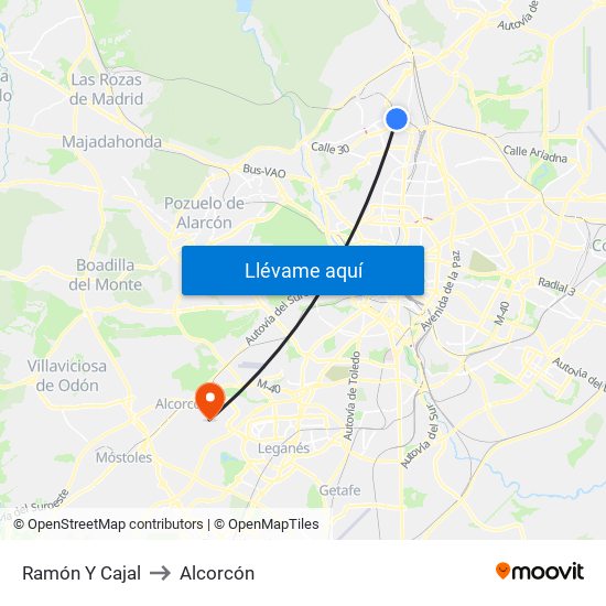 Ramón Y Cajal to Alcorcón map