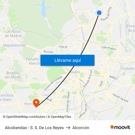 Alcobendas - S. S. De Los Reyes to Alcorcón map