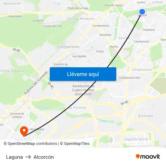 Laguna to Alcorcón map