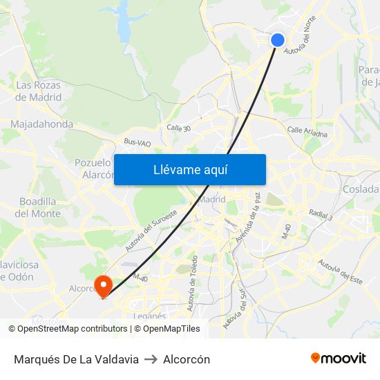 Marqués De La Valdavia to Alcorcón map