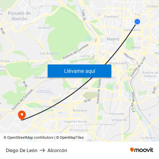 Diego De León to Alcorcón map