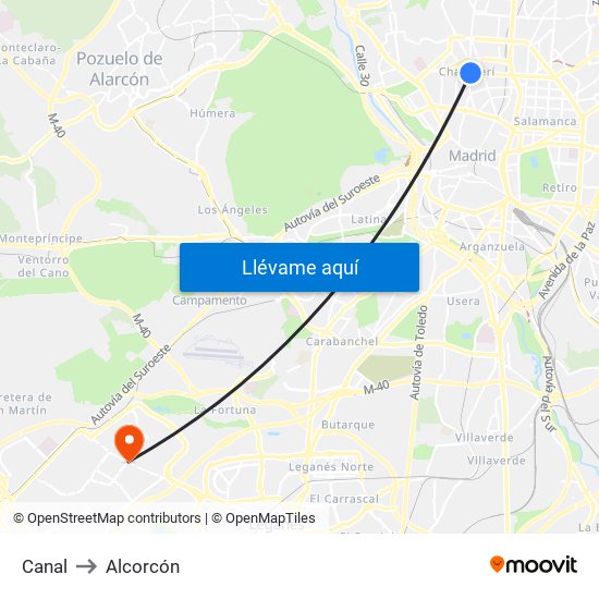 Canal to Alcorcón map