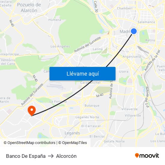 Banco De España to Alcorcón map