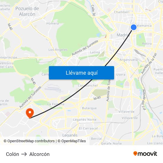 Colón to Alcorcón map