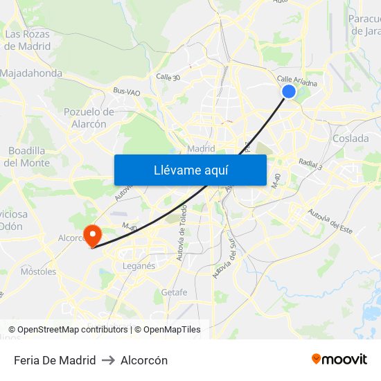 Feria De Madrid to Alcorcón map