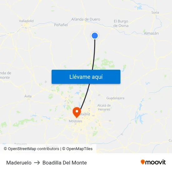 Maderuelo to Boadilla Del Monte map