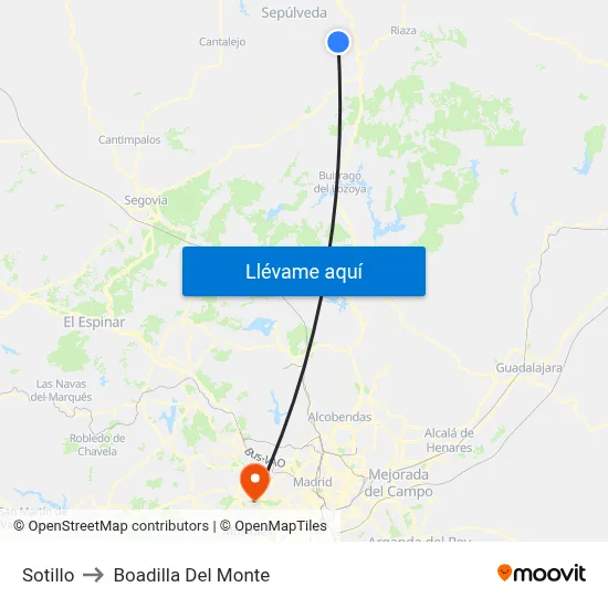 Sotillo to Boadilla Del Monte map